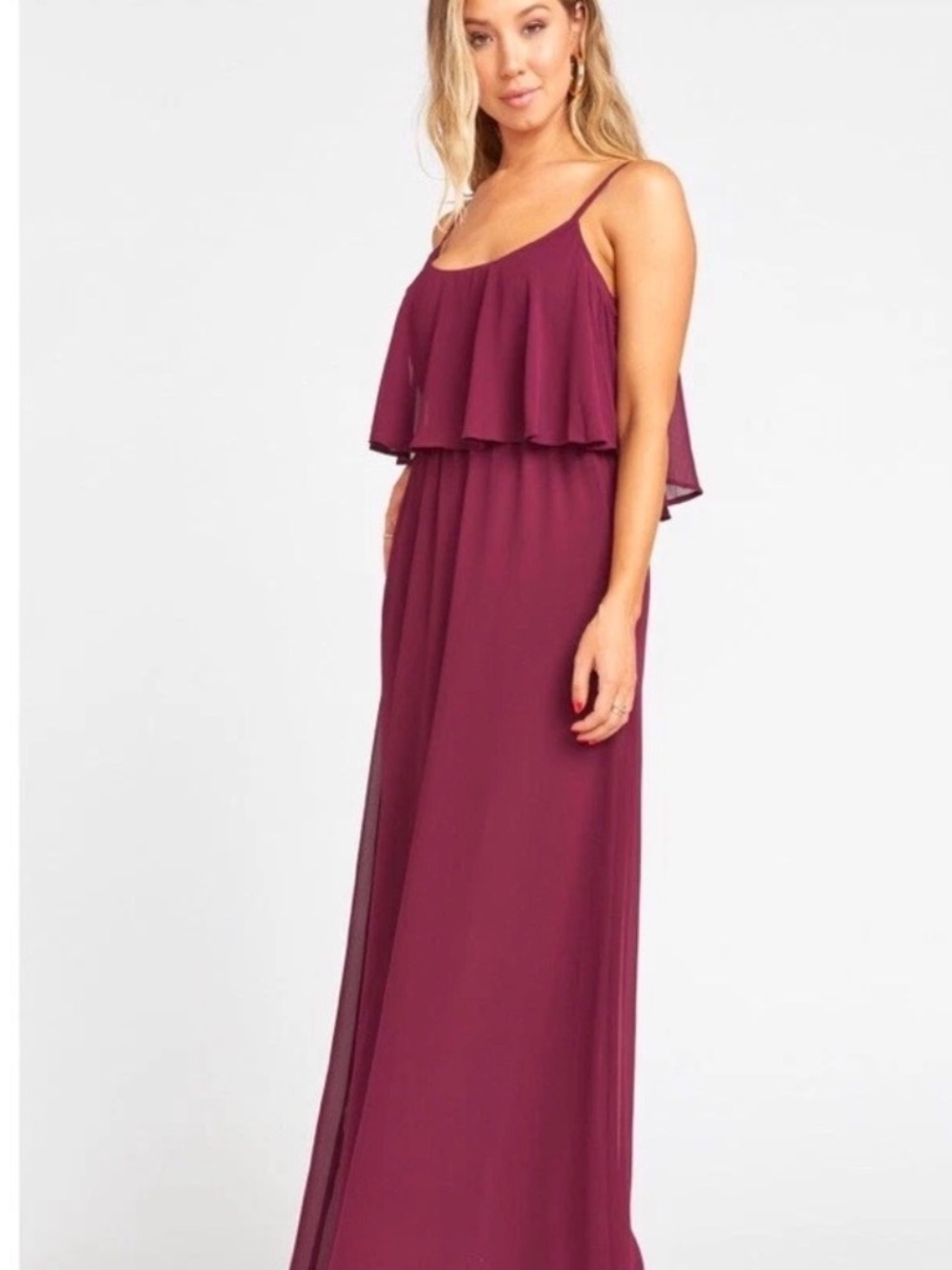 Show Me Your MuMu Wine Caitlin Ruffle Maxi Dress